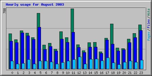 Hourly usage for August 2003