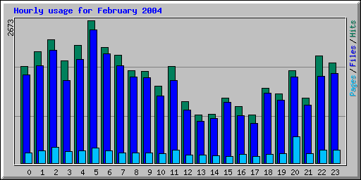 Hourly usage for February 2004